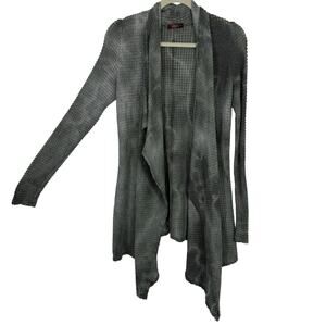 T Party Waffleknit Open Cardigan size Medium Green Tie Dye Open Shrug